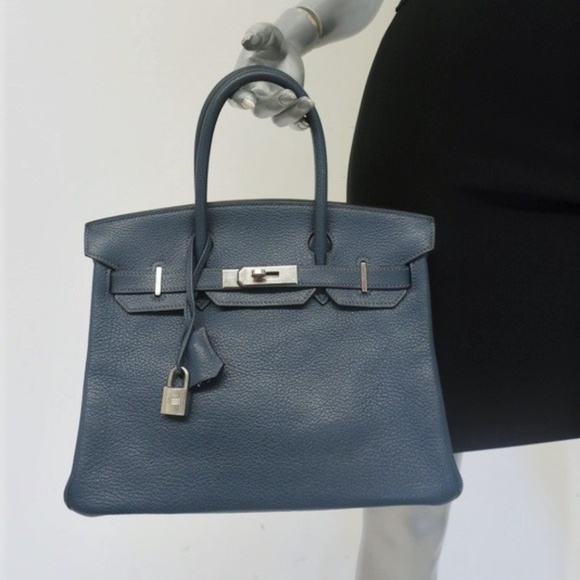 Hermes Birkin 30 Bag Blue de Presse Togo Leather - Picture 2 of 8